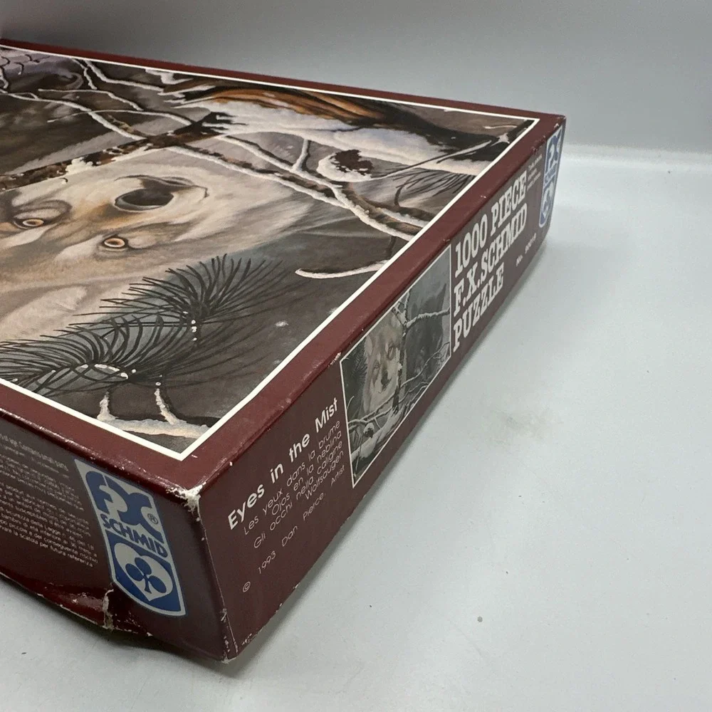 Eyes In Mist Jigsaw Puzzle 1000 F.X. Schmid 1993 Wolves Snow Animal Winter‎ New